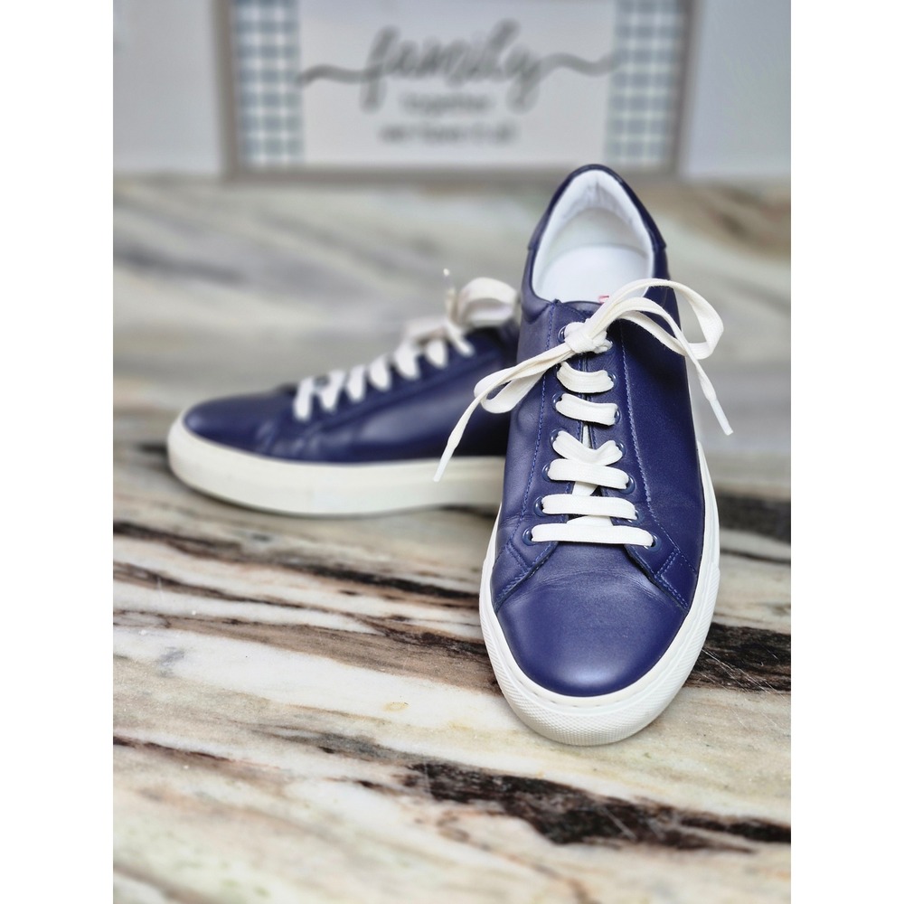 Dooney & Bourke Navy Blue Leather Low Top Sneakers Made in Portugal Womens 8.5
